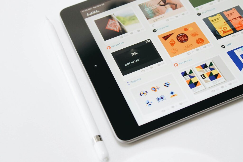 image of an ipad with templets for design.