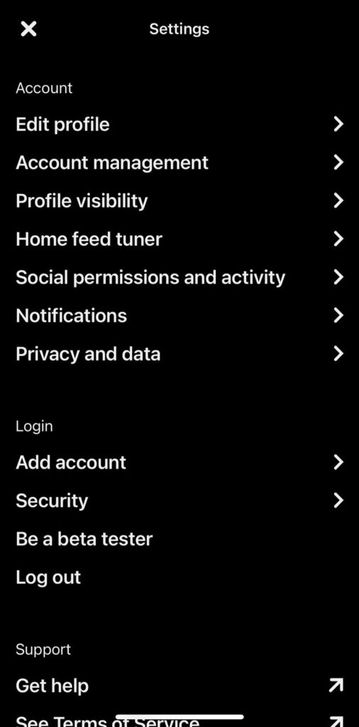 pinterest mobile app settings