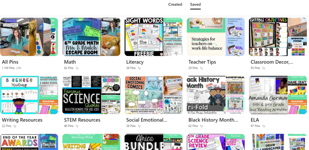 pinterest boards for teachers