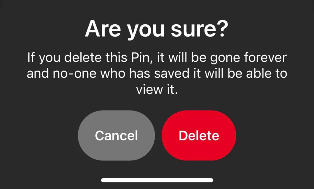 deleting pins on pinterest ios or android